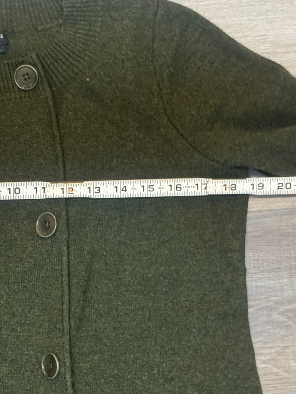 Talbots 100% Merino Wool Olive Green Double-Breasted Short Sleeve Sweater - Picture 6 of 8